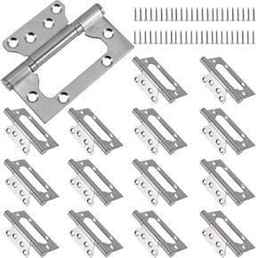 20 قطعة 10 أزواج من مفصلات الأبواب غير المجوفة مقاس 4 × 3 بوصة، مفصلات أبواب محملة بالكرة من الفولاذ المقاوم للصدأ المصقول مع براغي لأجهزة الأثاث، أبواب DIY، أبواب خارجية، فضي in Kuwait