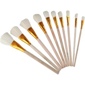 10Pcs Gilding Brush Set Goat Hair Paint Brush Sweep Mop Metallic Foil Flakes Paint Brushes for Art Crafts Supplies