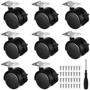 8 Pieces 2 Inch Furniture Casters Lockable Replacement Plastic Cart Casters 360 Degree Swivel Cart Wheels Roller Wheels with Brakes Plate Casters for Workbenches Table Drawer Plant Shelf