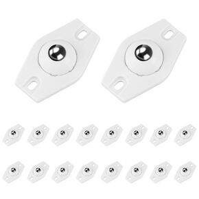 16PCS Mini Swivel Wheels Small Appliance Wheels Self-Adhesive Casters Wheels 360°Universal Mini Wheel with Stainless Steel Roller Ball for Storage Bins, Storage Cubes, Trash Can, Small Furniture