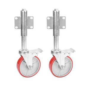 Nisorpa 5 Inch Spring Loaded Gate Caster Set of 2 Swivel Rubber Gate Wheel with Brake 265lbs Load Capacity Heavy Duty Retractable Wooden Gate Wheel Red