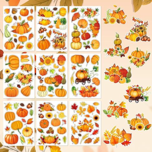 ملصقات الخريف /9 أوراق اليقطين مابل ليف الشكر ملصقات مقاومة للماء للأظرف بطاقات زجاجات المياه الكمبيوتر المحمول سكرابوكينغ الخريف موضوع الحصاد ملصقات الزخرفية in Kuwait