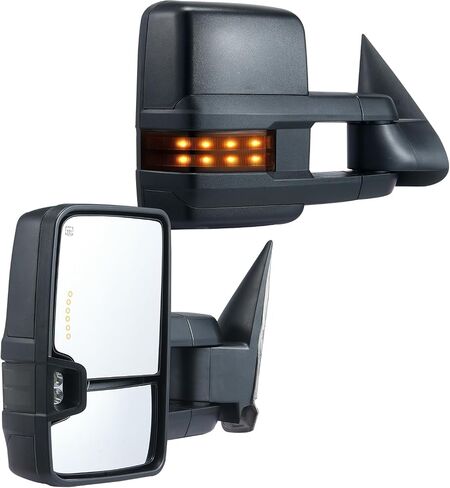 VEVOR Towing Mirrors, Left & Right Pair Set for Chevrolet Silverado (2003-2007)/GMC/Cadillac, Power Heated Tow Mirror with Signal Light, Manual Controlling Telescoping Folding, Heating Defrost, Silver in Saudi Arabia