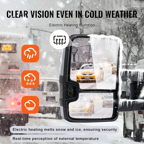 VEVOR Towing Mirrors, Left & Right Pair Set for Chevrolet Silverado (2003-2007)/GMC/Cadillac, Power Heated Tow Mirror with Signal Light, Manual Controlling Telescoping Folding, Heating Defrost, Silver in Saudi Arabia