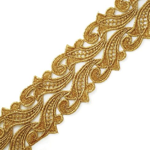 2-Yards 3" Metallic Lace Trim for Bridal, Costume or Jewelry, Crafts and Sewing, LP-MX-1316 (Silver) in Kuwait