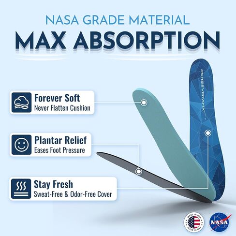 NASA Grade Flat Plantar Fasciitis Insoles Men & Women - Extra Shock Absorption Inserts Women & Men - Shoe Inserts Men For Construction & Delivery Purpose, Shoe Insoles Men For Foot Comfort in Saudi Arabia