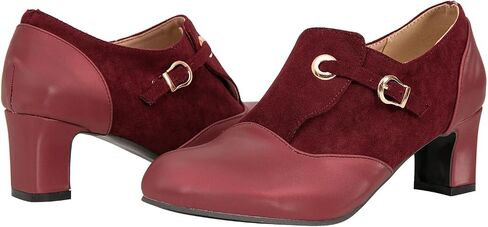 getmorebeauty Women's Pumps Shoes Low Chunky Block Heels Buckle Leather Boots Slip-on Loafers Business Pumps in Saudi Arabia