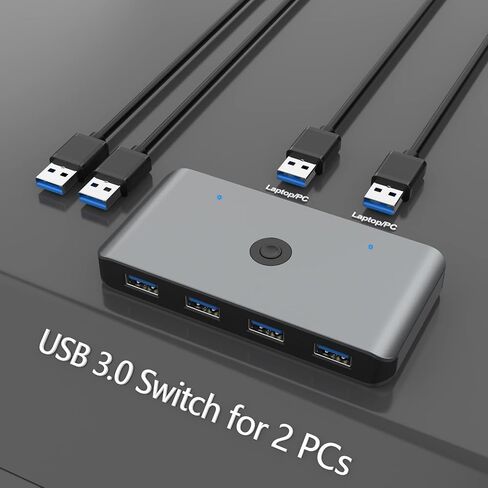 USB3.0 Switch Selector, 2 Computers 6-Port USB 3.0 Peripheral Sharing Switch Hub Adapter for Keyboard, Mouse, U-Disk, Printer, KVM One-Second Switcher USB3.0, Compatible with Mac/Windows/Linux in Saudi Arabia