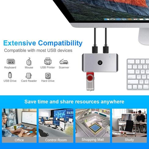 USB3.0 Switch Selector, 2 Computers 6-Port USB 3.0 Peripheral Sharing Switch Hub Adapter for Keyboard, Mouse, U-Disk, Printer, KVM One-Second Switcher USB3.0, Compatible with Mac/Windows/Linux in Saudi Arabia