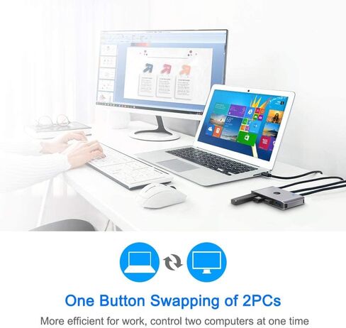 USB3.0 Switch Selector, 2 Computers 6-Port USB 3.0 Peripheral Sharing Switch Hub Adapter for Keyboard, Mouse, U-Disk, Printer, KVM One-Second Switcher USB3.0, Compatible with Mac/Windows/Linux in Saudi Arabia
