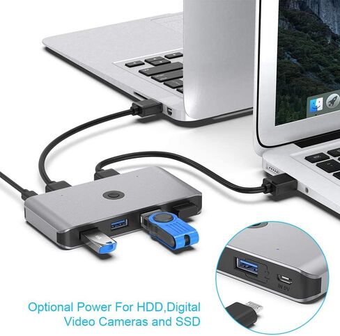 USB3.0 Switch Selector, 2 Computers 6-Port USB 3.0 Peripheral Sharing Switch Hub Adapter for Keyboard, Mouse, U-Disk, Printer, KVM One-Second Switcher USB3.0, Compatible with Mac/Windows/Linux in Saudi Arabia