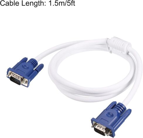 MECCANIXITY VGA إلى كابل VGA، 1.5 متر/5 قدم ذكر إلى ذكر VGA 3+4 كابل فيديو للكمبيوتر وجهاز العرض in Saudi Arabia
