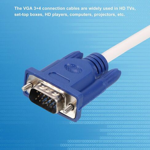 MECCANIXITY VGA إلى كابل VGA، 1.5 متر/5 قدم ذكر إلى ذكر VGA 3+4 كابل فيديو للكمبيوتر وجهاز العرض in Saudi Arabia