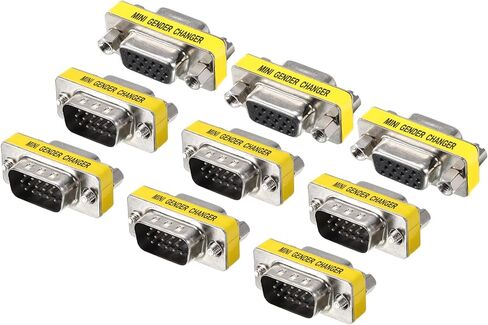 MECCANIXITY VGA Coupler VGA Gender Changer Connector 15 Pin ذكر إلى ذكر / ذكر إلى أنثى / أنثى إلى أنثى محول VGA لموسع الكابل، 9 حزمة in Saudi Arabia