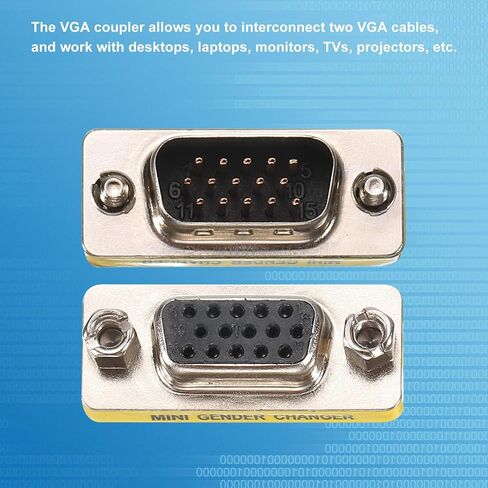 MECCANIXITY VGA Coupler VGA Gender Changer Connector 15 Pin ذكر إلى ذكر / ذكر إلى أنثى / أنثى إلى أنثى محول VGA لموسع الكابل، 9 حزمة in Saudi Arabia