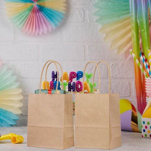 أكياس هدايا صغيرة من PINWATT 120 قطعة من أكياس ورق الكرافت السائبة - حقائب هدايا بنية صغيرة مقاس 6.5 بوصة لهدايا الحفلات، والتسوق، وحفلات الزفاف، وتجارة التجزئة، وأعياد الميلاد، وحفلات استقبال الأطفال in Kuwait