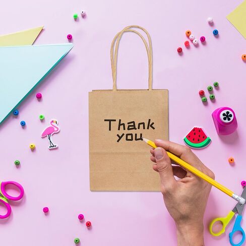 أكياس هدايا صغيرة من PINWATT 120 قطعة من أكياس ورق الكرافت السائبة - حقائب هدايا بنية صغيرة مقاس 6.5 بوصة لهدايا الحفلات، والتسوق، وحفلات الزفاف، وتجارة التجزئة، وأعياد الميلاد، وحفلات استقبال الأطفال in Kuwait