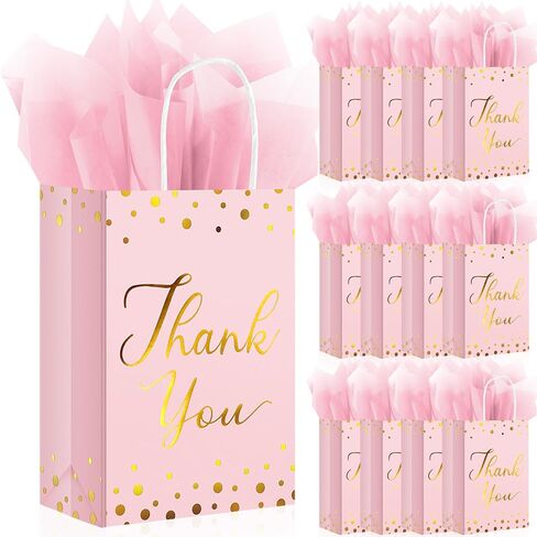 YOTNUS 𝟯𝟬 𝗣𝗰𝘀 Rose Gold Thank-You-Gift-Bags with Tissue Paper, Small Gift Bags with Handles, for Wedding, Baby Shower, Business, Guest, Return Gifts, Welcome Gift Bags in Saudi Arabia