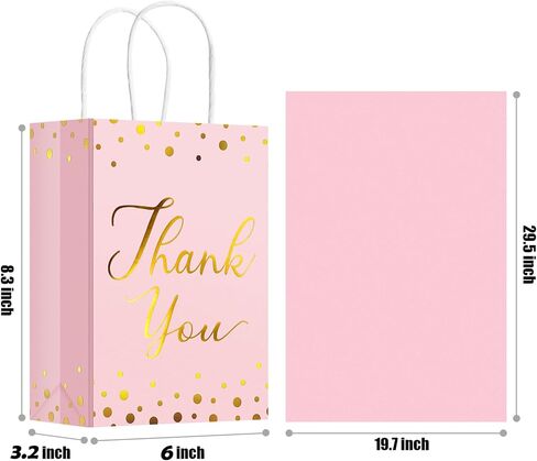 YOTNUS 𝟯𝟬 𝗣𝗰𝘀 Rose Gold Thank-You-Gift-Bags with Tissue Paper, Small Gift Bags with Handles, for Wedding, Baby Shower, Business, Guest, Return Gifts, Welcome Gift Bags in Saudi Arabia