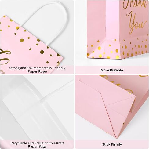YOTNUS 𝟯𝟬 𝗣𝗰𝘀 Rose Gold Thank-You-Gift-Bags with Tissue Paper, Small Gift Bags with Handles, for Wedding, Baby Shower, Business, Guest, Return Gifts, Welcome Gift Bags in Saudi Arabia