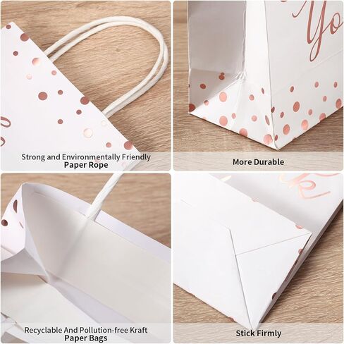 YOTNUS 𝟯𝟬 𝗣𝗰𝘀 Rose Gold Thank-You-Gift-Bags with Tissue Paper, Small Gift Bags with Handles, for Wedding, Baby Shower, Business, Guest, Return Gifts, Welcome Gift Bags in Saudi Arabia