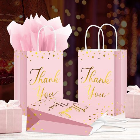 YOTNUS 𝟯𝟬 𝗣𝗰𝘀 Rose Gold Thank-You-Gift-Bags with Tissue Paper, Small Gift Bags with Handles, for Wedding, Baby Shower, Business, Guest, Return Gifts, Welcome Gift Bags in Saudi Arabia