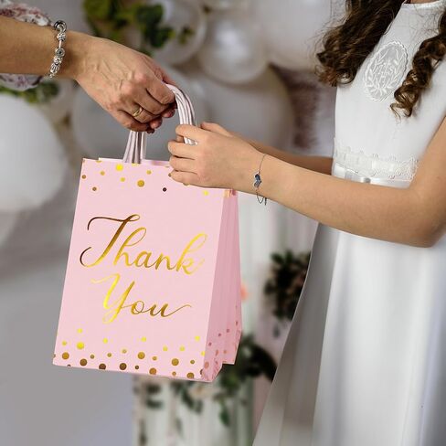 YOTNUS 𝟯𝟬 𝗣𝗰𝘀 Rose Gold Thank-You-Gift-Bags with Tissue Paper, Small Gift Bags with Handles, for Wedding, Baby Shower, Business, Guest, Return Gifts, Welcome Gift Bags in Saudi Arabia