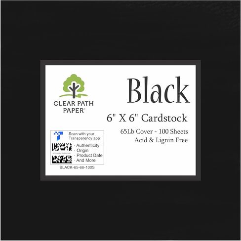 بطاقات سوداء - 6 × 6 بوصة - غطاء 65 رطل - 100 ورقة - ورق مسار واضح in Kuwait