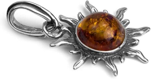 Amber Sterling Silver Stud Sun Earrings Pendant Necklace Set Chain 18 Inches in Kuwait