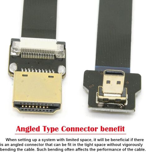 تشينيانغ CY HDMI ذكر إلى مايكرو HDMI ذكر 90 درجة بزاوية FPC كابل مسطح 20 سم لـ FPV HDTV Multicopter التصوير الجوي منفذ HDMI in Kuwait