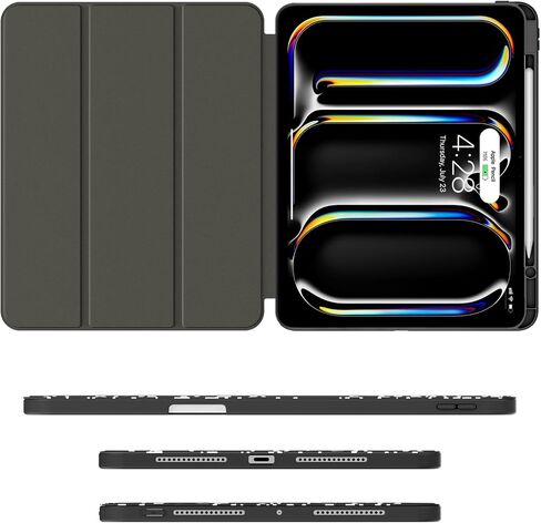 Soke for New iPad Pro 11 Inch Case (M4) 5th Generation 2024 with Pencil Holder - [Shockproof + Apple Pencil Charging + Auto Wake/Sleep], Soft TPU Back Cover for iPad Pro 11", Book Black in Saudi Arabia
