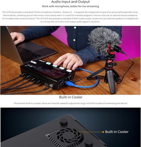 FEELWORLD L2 Plus Multi-Camera Video Mixer Switcher with 5.5" LCD Touch Screen PTZ Control Chroma Key Built-in Chroma Key and Logo Overlay USB3.0 Live Streaming in Saudi Arabia