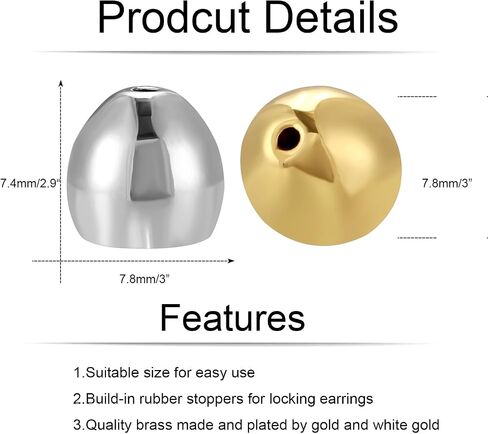 Earring Backs for Droopy Ears, JIACHARMED Weighted Earring Lifters Supports Backs for Studs Heavy Earrings Large Locking Earring Backings Replacement 4pcs Backstop Comfort Stopper,White Gold and Gold in Saudi Arabia