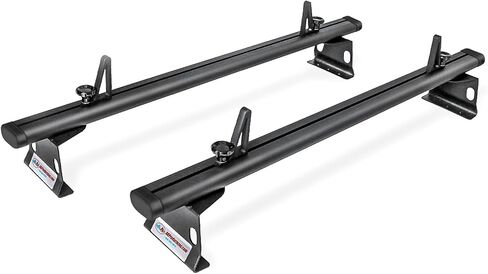 نموذج AA-Racks ADX32-TR متوافق مع Ford Transit Connect 2008-13 ألومنيوم 2 بار (60 بوصة) نظام رف السقف لشاحنة الحفر مع سدادة سلم أبيض لامع in Kuwait