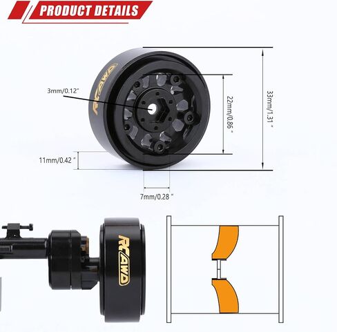 RCAWD كامل النحاس 1.0 حافة عجلة Beadlock وصامولة قفل العجلة لمحور 1/24 SCX24 AX24 ترقيات الجزء in Saudi Arabia
