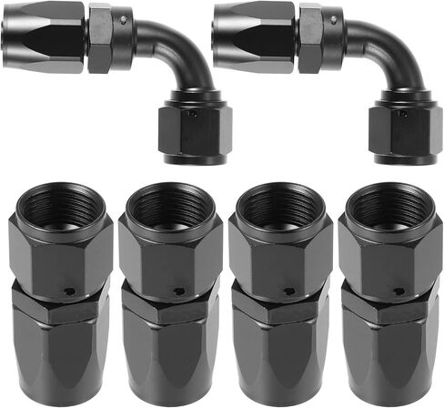 X AUTOHAUX 4 قطع AN8 مستقيم و2 قطعة AN8 90 درجة محول تركيب طرف خرطوم دوار لخرطوم الوقود المضفر أسود in Saudi Arabia
