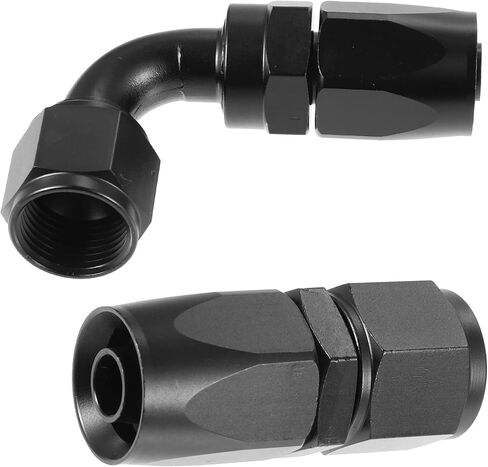X AUTOHAUX 4 قطع AN8 مستقيم و2 قطعة AN8 90 درجة محول تركيب طرف خرطوم دوار لخرطوم الوقود المضفر أسود in Saudi Arabia