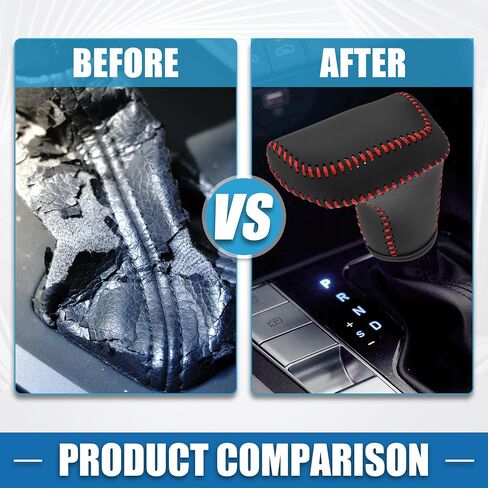 Automatic Gear Shift Knob Cover Sheath Transmission Boot Shift Lever for Hyundai Elantra 2021-2023 Faux Leather Red Stitches in Saudi Arabia
