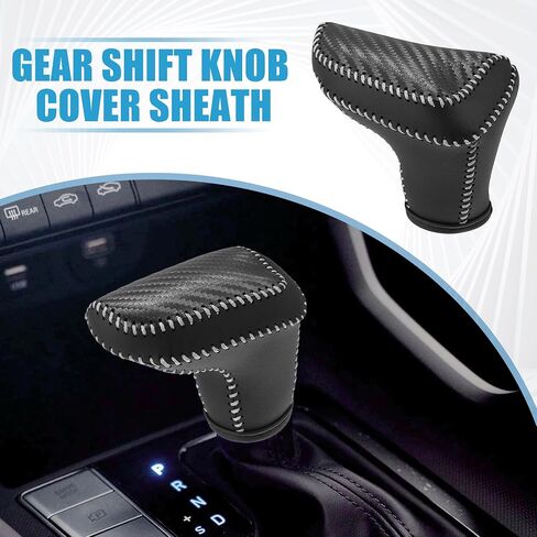 Automatic Gear Shift Knob Cover Sheath Transmission Boot Shift Lever for Hyundai Elantra 2021-2023 Faux Leather Red Stitches in Saudi Arabia