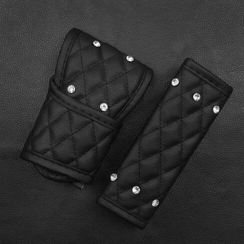 4 Pcs Crystal Diamond Car Door Handle Covers Bling Rhinestone Leather Handcraft Car Accessories Cover for Women Universal Fit (4 Pcs Door Handle Covers) in Saudi Arabia