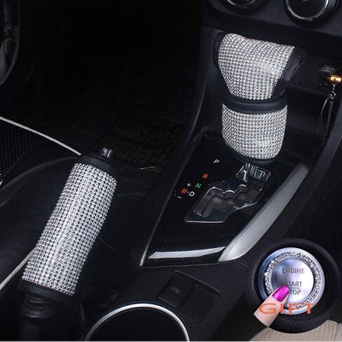 4 Pcs Crystal Diamond Car Door Handle Covers Bling Rhinestone Leather Handcraft Car Accessories Cover for Women Universal Fit (4 Pcs Door Handle Covers) in Saudi Arabia