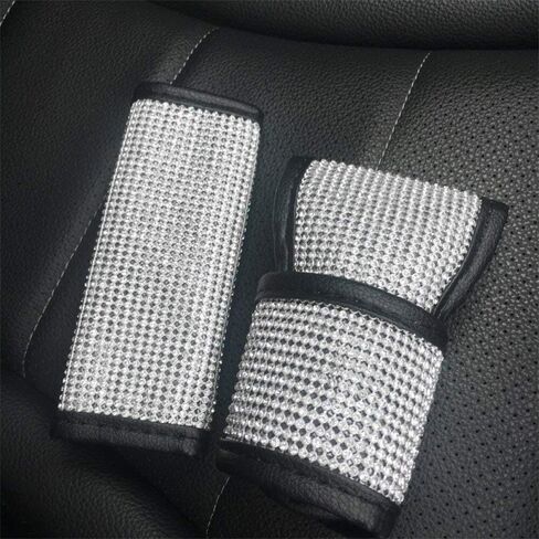 4 Pcs Crystal Diamond Car Door Handle Covers Bling Rhinestone Leather Handcraft Car Accessories Cover for Women Universal Fit (4 Pcs Door Handle Covers) in Saudi Arabia
