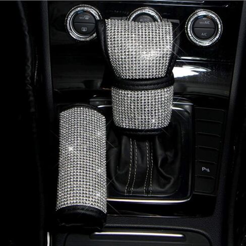 4 Pcs Crystal Diamond Car Door Handle Covers Bling Rhinestone Leather Handcraft Car Accessories Cover for Women Universal Fit (4 Pcs Door Handle Covers) in Saudi Arabia