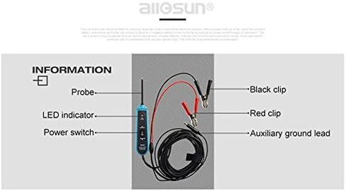 All-Sun EM285 جهاز فحص الدائرة الكهربائية للسيارات أداة تشخيص النظام الكهربائي خطاف التحقيق 6-24 فولت تيار مستمر طول الكابل 16 قدم in Kuwait
