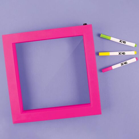 ثلاثة هتافات للفتيات - إنها مضاءة! لوحة رسائل مضيئة - لوحة رسائل LED مع علامات مسح جافة - لافتة رسائل مضيئة باللون الوردي مقاس 9 × 9 بوصة للفتيات والمراهقين والمراهقين - 1 لوحة مضيئة و3 علامات نيون in Kuwait