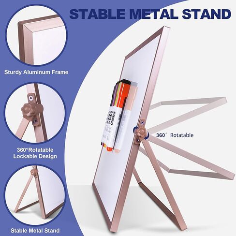 سبورة بيضاء صغيرة، تقويم مغناطيسي للمسح الجاف مقاس 12 بوصة × 16 بوصة مع حامل، لوحة بيضاء صغيرة محمولة على الوجهين مع 10 علامات و4 مغناطيسات وممحاة واحدة للتخطيط والمطبخ والمكتب والمدرسة ورسم الأطفال in Kuwait