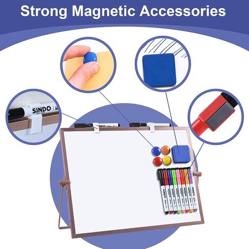 سبورة بيضاء صغيرة، تقويم مغناطيسي للمسح الجاف مقاس 12 بوصة × 16 بوصة مع حامل، لوحة بيضاء صغيرة محمولة على الوجهين مع 10 علامات و4 مغناطيسات وممحاة واحدة للتخطيط والمطبخ والمكتب والمدرسة ورسم الأطفال in Kuwait