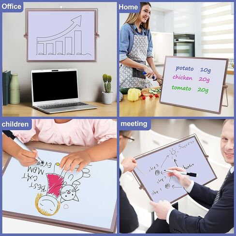 سبورة بيضاء صغيرة، تقويم مغناطيسي للمسح الجاف مقاس 12 بوصة × 16 بوصة مع حامل، لوحة بيضاء صغيرة محمولة على الوجهين مع 10 علامات و4 مغناطيسات وممحاة واحدة للتخطيط والمطبخ والمكتب والمدرسة ورسم الأطفال in Kuwait