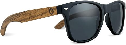 Lightweight Zebra Wood Sunglasses for Men and Women | Matte Black Frame and Real Wood Arms | Grey Polarized Lenses with 100% UVA and UVB Ray Protection in Saudi Arabia