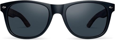Lightweight Zebra Wood Sunglasses for Men and Women | Matte Black Frame and Real Wood Arms | Grey Polarized Lenses with 100% UVA and UVB Ray Protection in Saudi Arabia